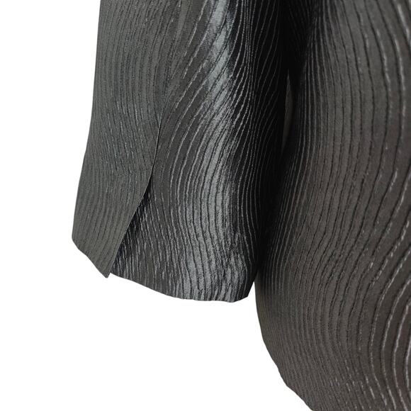 Eileen Fisher Silk Blend Wavy Textured Open Front Jacket Topper Size Medium Gray - Picture 6 of 9